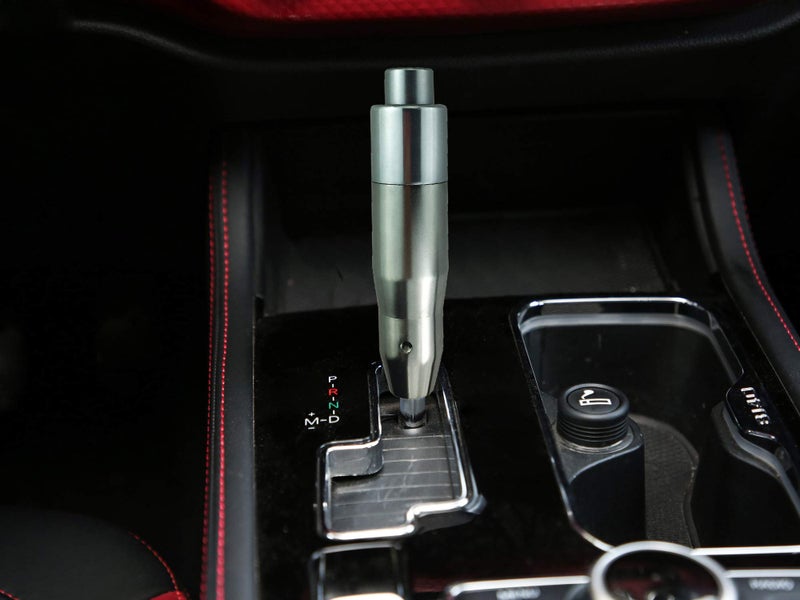 Abfer Shift Knob with Button Aluminum Car Gear Stick Shifting Lever Knob Weighted Shifter Handle Head Fit for Most Automatic Vehicle, Gray - Image 3